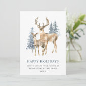 Minimalistischer Eleganter Hirschbaum Feiertagskarte (Stehend Vorderseite)