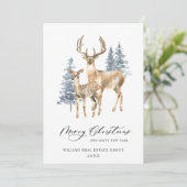 Minimalistischer Eleganter Hirschbaum Feiertagskarte (Stehend Vorderseite)