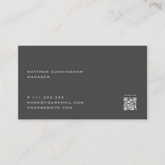 Minimalistischer Eleganter, moderner QR-Code Visitenkarte (Vorderseite)