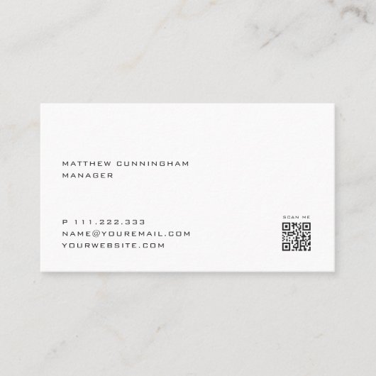 Minimalistischer Eleganter, moderner QR-Code Visitenkarte (Vorderseite)
