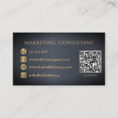 Minimalistischer Eleganter Monogram Dark Navy Blue Visitenkarte (Rückseite)