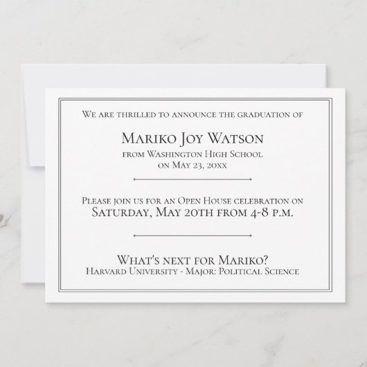 Minimalistischer Eleganter Rahmen mit Pfeil-Abschl Einladung (Rückseite)