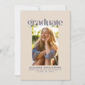 Minimalistischer eleganter Retro Blush Foto Abschl Ankündigung (Vorderseite)