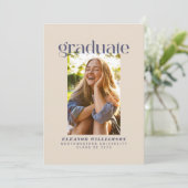 Minimalistischer eleganter Retro Blush Foto Abschl Ankündigung (Stehend Vorderseite)