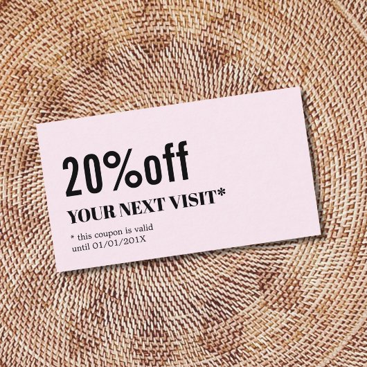 Minimalistischer eleganter Rose Weißer Beauty Coup Rabattkarte