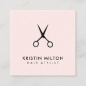 Minimalistischer Eleganter Schere Rose Salon Quadratische Visitenkarte (Vorderseite)