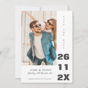 Minimalistischer, eleganter Schriftart Schwarz-wei Save The Date