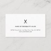 Minimalistischer eleganter Schwarz-Weiß-Friseur Visitenkarte (Rückseite)