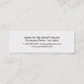 Minimalistischer Eleganter Schwarz-Weiß-Haarstil Mini Visitenkarte (Rückseite)