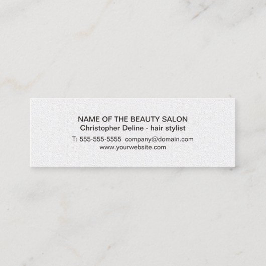 Minimalistischer Eleganter Schwarz-Weiß-Haarstil Mini Visitenkarte (Rückseite)