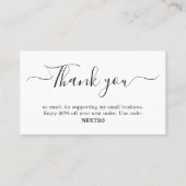 Minimalistischer eleganter Schwarz-weiß Shop Coupo Rabattkarte (Vorderseite)