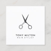 Minimalistischer Eleganter Schwarz-weißer Scherenh Quadratische Visitenkarte (Vorderseite)