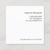 Minimalistischer Eleganter Schwarz-weißer Scherenh Quadratische Visitenkarte (Rückseite)