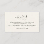 Minimalistischer eleganter Schwarzer Linenlook Visitenkarte (Rückseite)