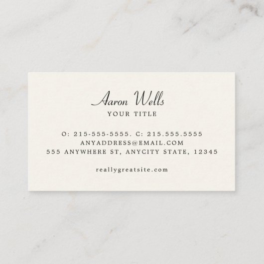 Minimalistischer eleganter Schwarzer Linenlook Visitenkarte (Rückseite)