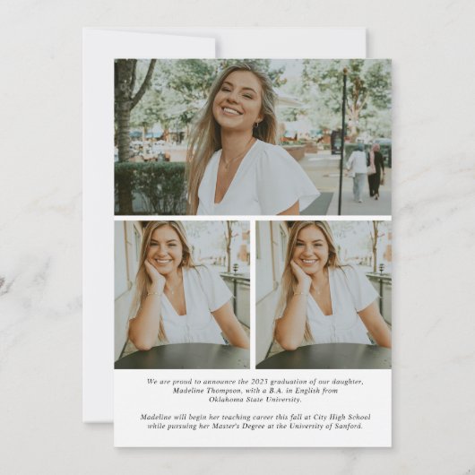 Minimalistischer eleganter Script-Foto Collage Abs Ankündigung (Rückseite)