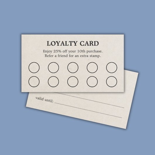 Minimalistischer eleganter Textur Beige Schwarzer  Treuekarte