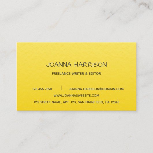 Minimalistischer eleganter Trendy Gold Foil Writer Visitenkarte (Vorderseite)