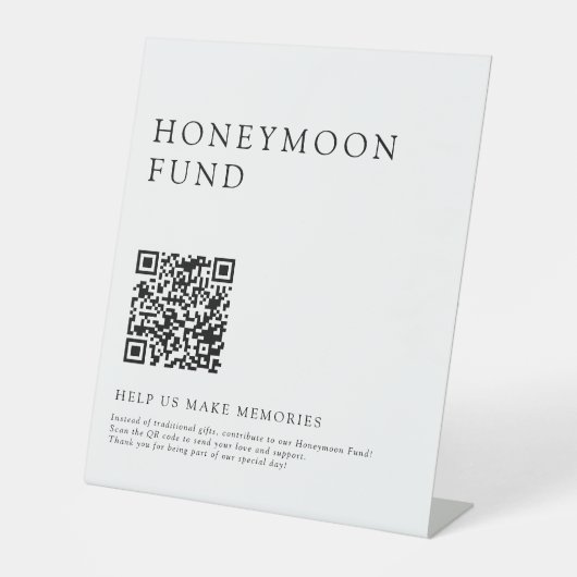 Minimalistischer Eleganter Wedding Honeymoon Fund Sockelschild (Vorderseite)