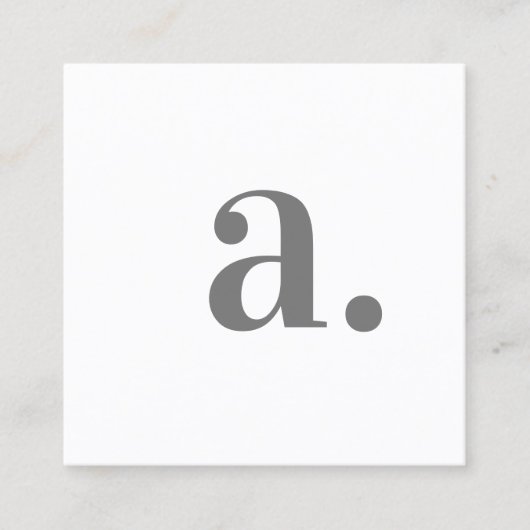 Minimalistischer, eleganter weißer Monogram, moder Quadratische Visitenkarte (Vorderseite)