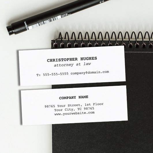 Minimalistischer, eleganter weißer Rechtsanwalt Mini Visitenkarte