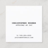 Minimalistischer, eleganter weißer Rechtsanwalt Quadratische Visitenkarte (Vorderseite)