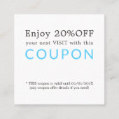 Minimalistischer eleganter White Blue Salon Coupon (Vorderseite)