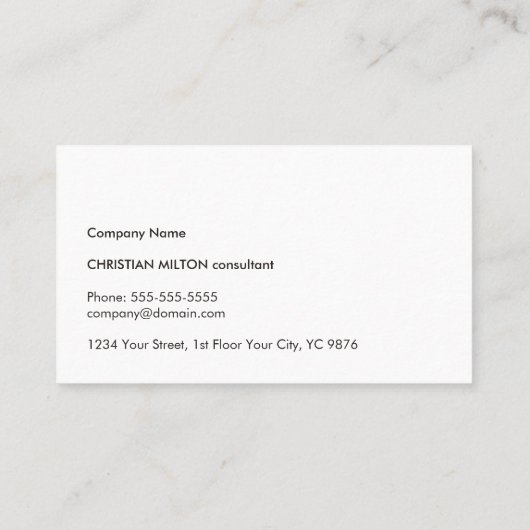 Minimalistischer, eleganter White Imitats Gold Lin Visitenkarte (Rückseite)