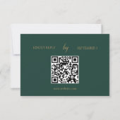 Minimalistischer Emerald Green Gold QR Code Weddin RSVP Karte (Vorderseite)
