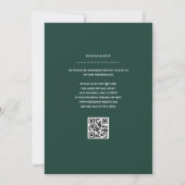 Minimalistischer Emerald Green Wedding Date QR Cod Einladung (Rückseite)