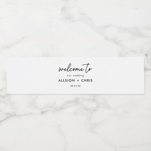 Minimalistischer Empfang unserer Gastgeschenke Hoc Wasserflaschenetikett (Einzelnes Label)