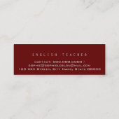 Minimalistischer Englisch-Lehrer Dark-Red Mini Visitenkarte (Rückseite)