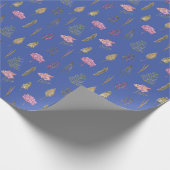 Minimalistischer englischer Violet Floral Blue Hin Geschenkpapier (Ecke)