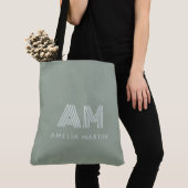 Minimalistischer, erdiger Matcha-Grün-Monogramm Tasche (Von Nahem)