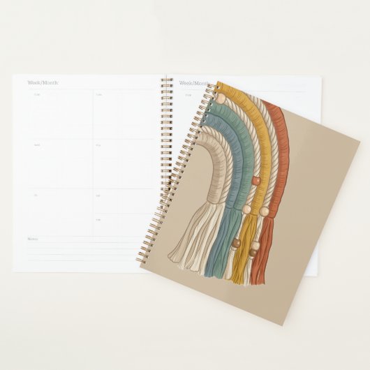 Minimalistischer Erdtön-Boho-Makramee-Regenbogen Planer (Anzeige)