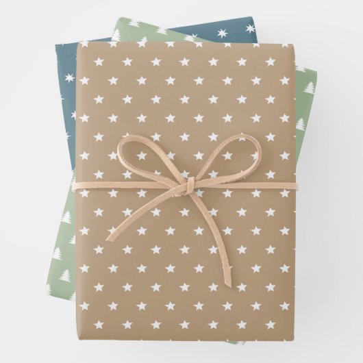 Minimalistischer Erdton, Skandi Weihnachten Geschenkpapier Set (Beispiel)