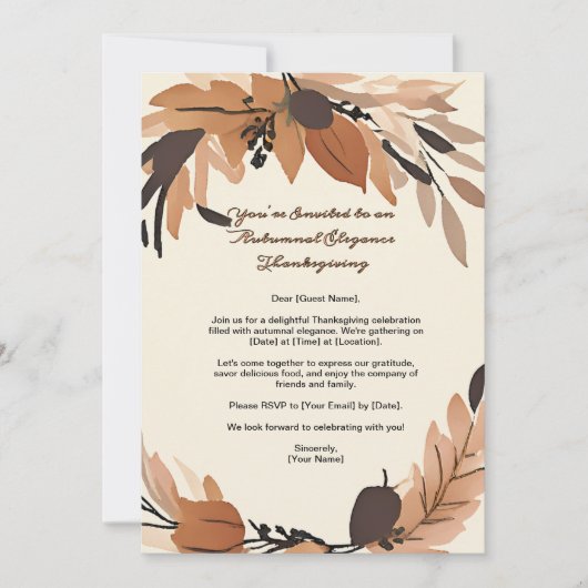 Minimalistischer Erntedank Dankbarkeit Einladung (Vorderseite)