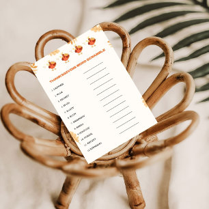 Minimalistischer Erntedank: Wortspielkarte Ankündigung