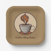 Minimalistischer Espresso-Shop für eleganten Brown Pappteller (Vorderseite)