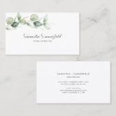 Minimalistischer Eucalyptus Studio Manager Makeup Visitenkarte (Vorne/Hinten)
