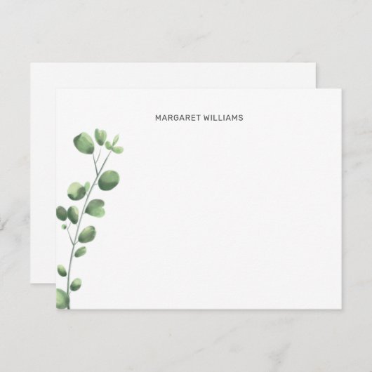 Minimalistischer Eukalyptus Dankeskarte (Vorne/Hinten)