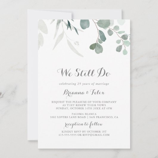 Minimalistischer Eukalyptus, den wir noch immer üb Einladung (Vorderseite)