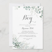 Minimalistischer Eukalyptus Es ist eine Baby-Dusch Einladung (Vorderseite)