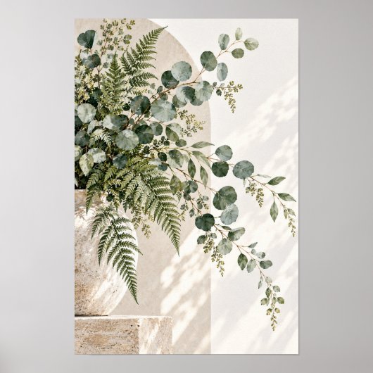 Minimalistischer Eukalyptus-Farn-Torbogen Botanisc Poster (Vorne)