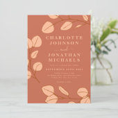 Minimalistischer Eukalyptus Leaf Terracotta Hochze Einladung (Stehend Vorderseite)