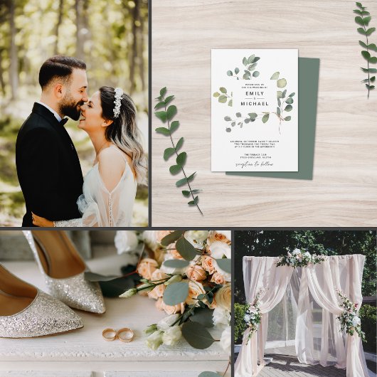 Minimalistischer Eukalyptus RSVP Karte