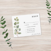 Minimalistischer Eukalyptus RSVP Karte
