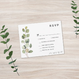 Minimalistischer Eukalyptus RSVP Karte