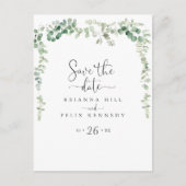 Minimalistischer Eukalyptus Save the Date Postkart Postkarte (Vorderseite)