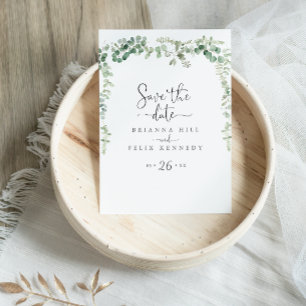 Minimalistischer Eukalyptus Save the Date Postkart Postkarte